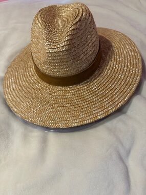 GIGI PIP Natural Straw Fedora with Brown Band
